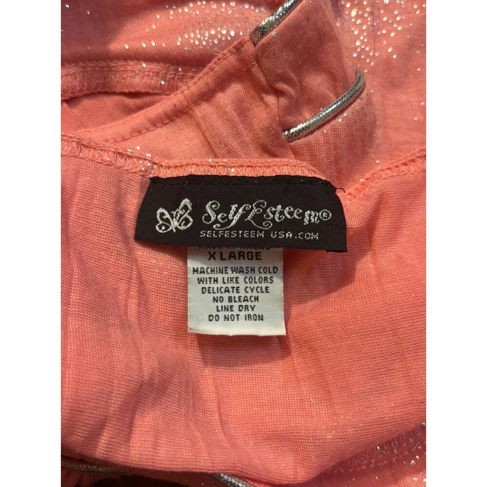 Y2K pink romantic feminine cami self esteem sz m* sheer tank coral silver design - Picture 7 of 7